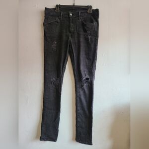 Men's 36" x 32" black H&M black skinny distressed jeans denim